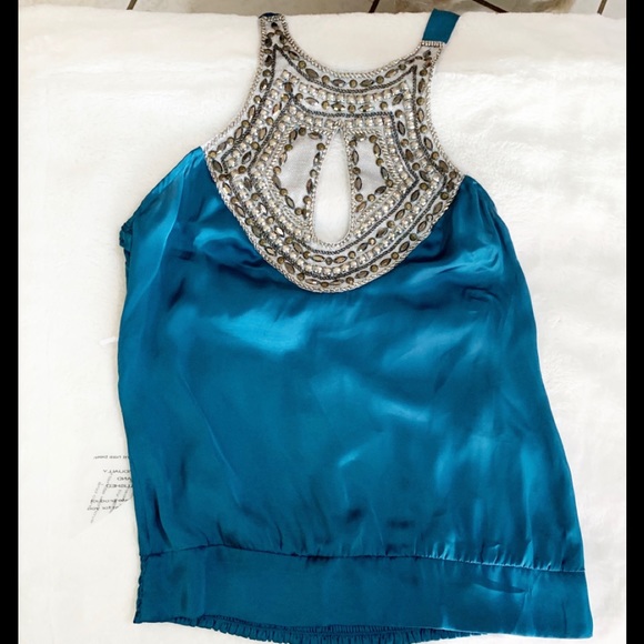 NWT Bebe Mixed Shiny Neck PC Halter Top/Blouse - Picture 8 of 8